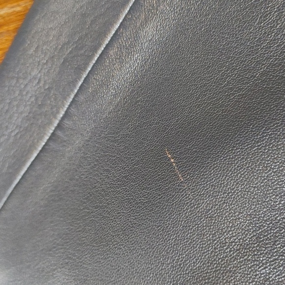 Early 60s Slate Blue Leather Coat Size 6 - Picture 15 of 17